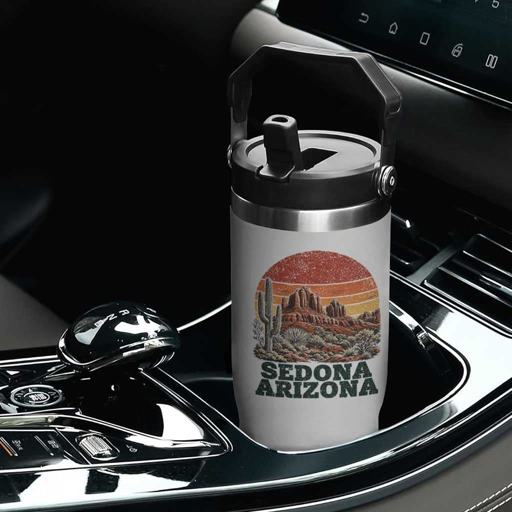 Retro Sedona Arizona Mountain Flip Straw Tumbler Southwest Hiking Outdoor Nature Souvenir