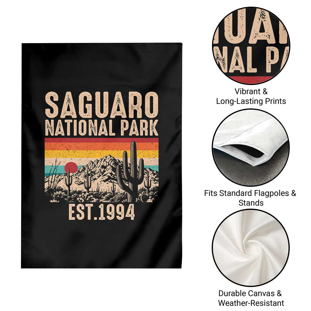 Retro Saguaro National Park Arizona EST 1994 Garden Flag Desert Cactus Sunset Hiking Camping Nature Souvenir