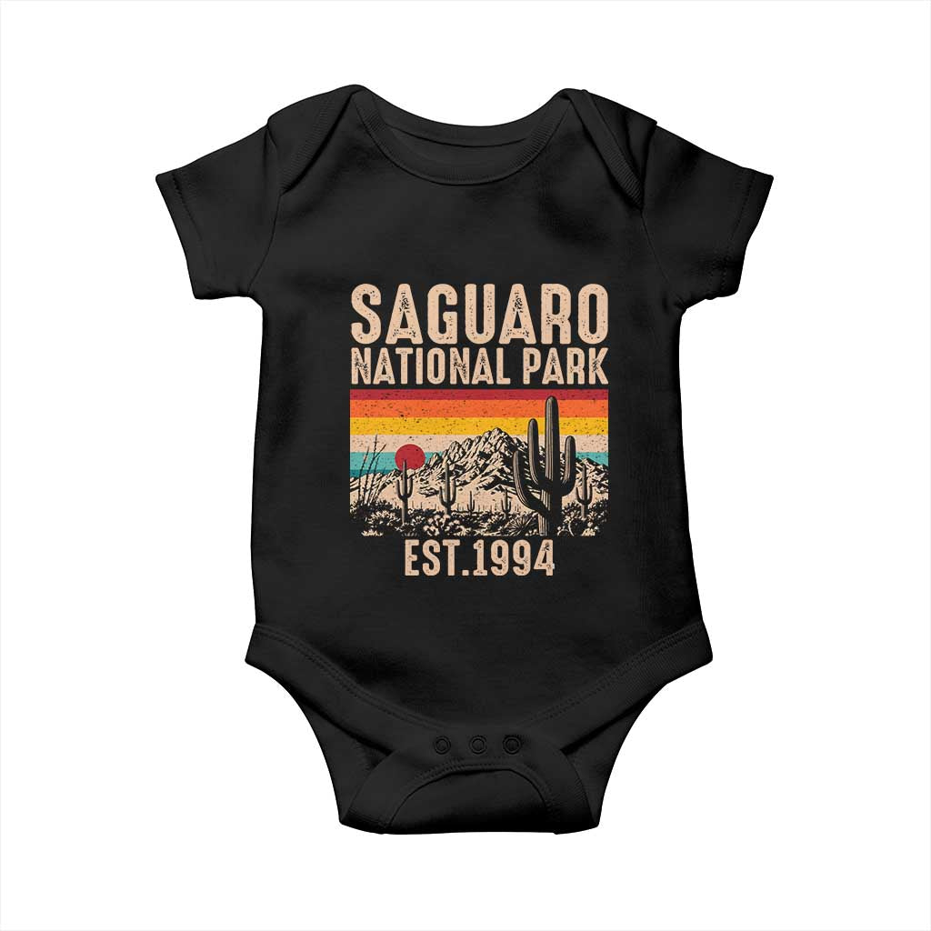 Retro Saguaro National Park Arizona EST 1994 Baby Onesie Desert Cactus Sunset Hiking Camping Nature Souvenir TS14 Black Print Your Wear