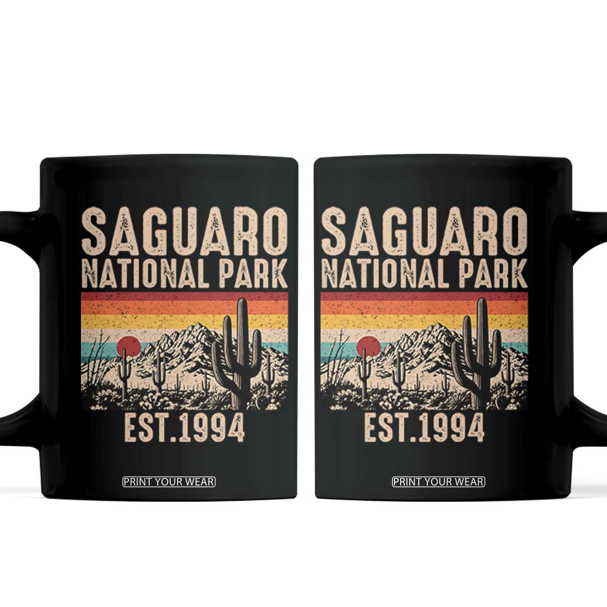 Retro Saguaro National Park Arizona EST 1994 Coffee Mug Desert Cactus Sunset Hiking Camping Nature Souvenir TS14 Black Print Your Wear