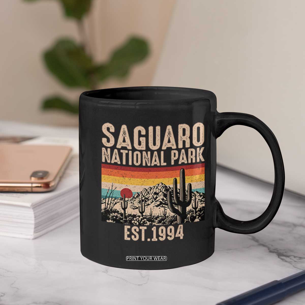Retro Saguaro National Park Arizona EST 1994 Coffee Mug Desert Cactus Sunset Hiking Camping Nature Souvenir