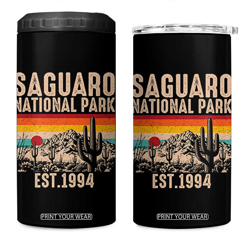 Retro Saguaro National Park Arizona EST 1994 4 in 1 Can Cooler Tumbler Desert Cactus Sunset Hiking Camping Nature Souvenir TS14 One Size: 16 oz Black Print Your Wear