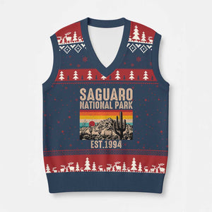 Retro Saguaro National Park Arizona EST 1994 V-Neck Knit Sweater Vest Desert Cactus Sunset Hiking Camping Nature Souvenir