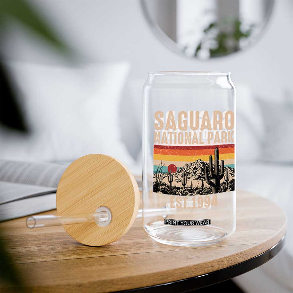 Retro Saguaro National Park Arizona EST 1994 Glass Can Desert Cactus Sunset Hiking Camping Nature Souvenir