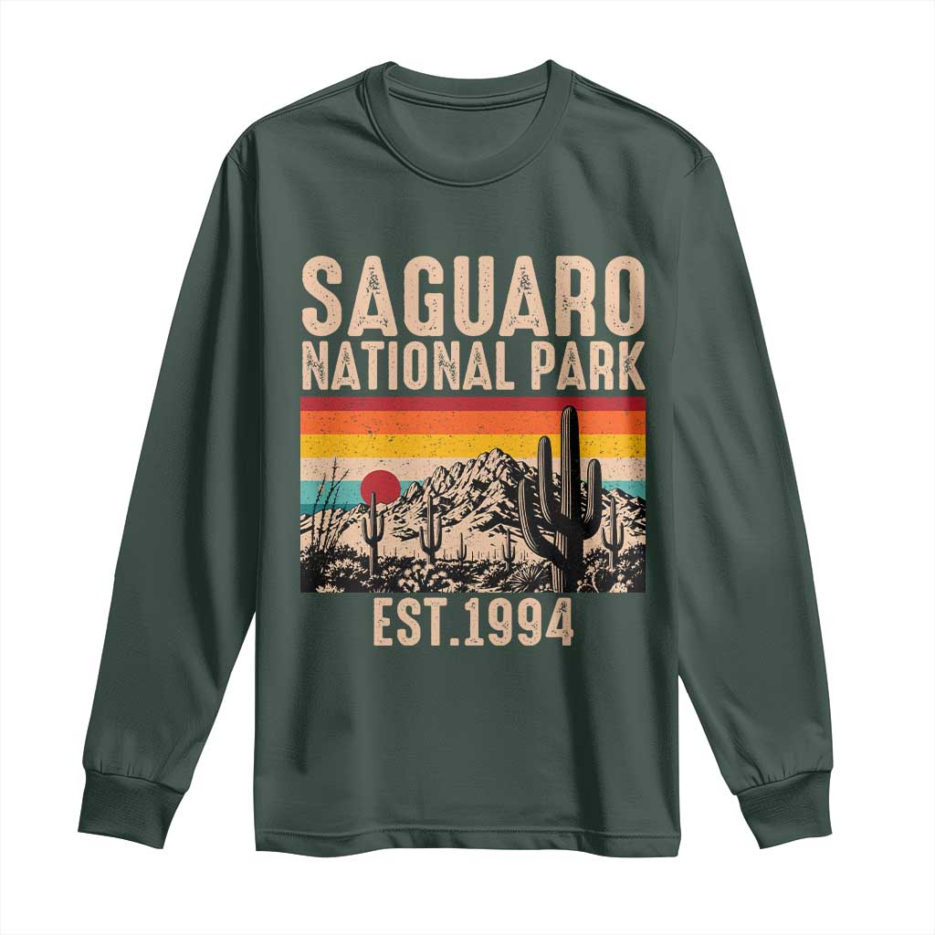 Retro Saguaro National Park Arizona EST 1994 Long Sleeve Shirt Desert Cactus Sunset Hiking Camping Nature Souvenir