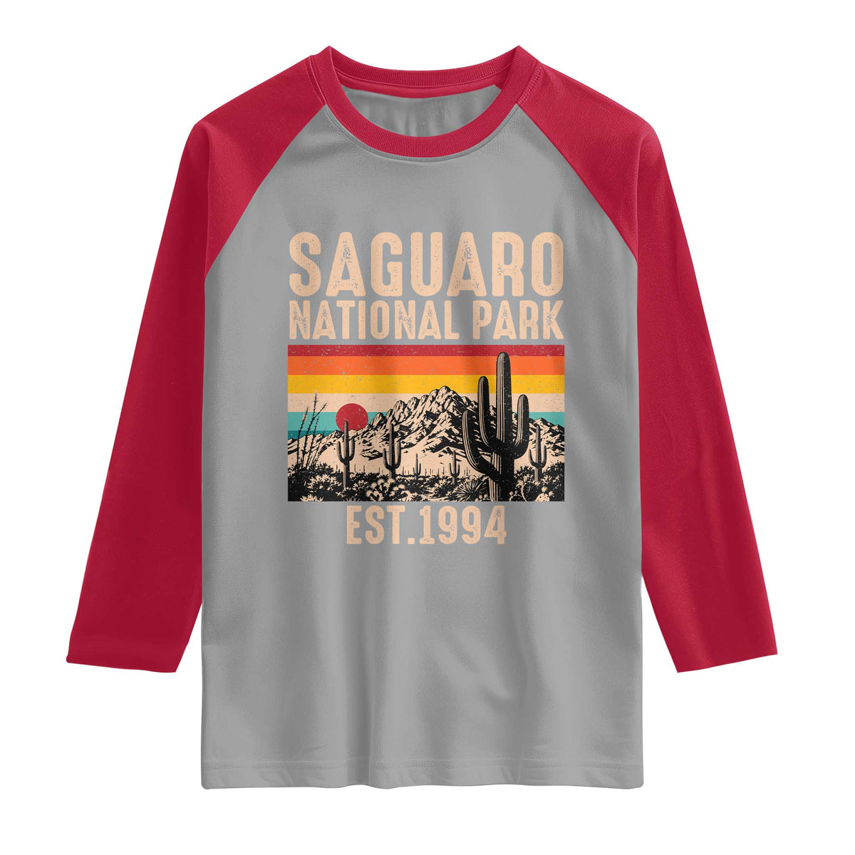 Retro Saguaro National Park Arizona EST 1994 Raglan Shirt Desert Cactus Sunset Hiking Camping Nature Souvenir
