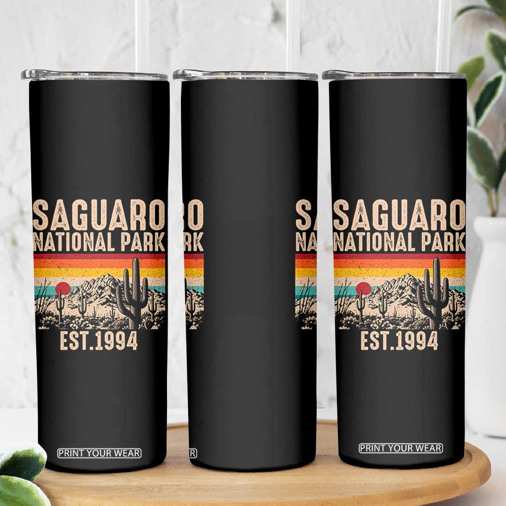 Retro Saguaro National Park Arizona EST 1994 Skinny Tumbler Desert Cactus Sunset Hiking Camping Nature Souvenir