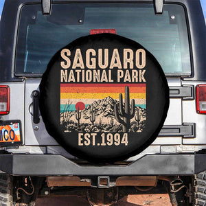 Retro Saguaro National Park Arizona EST 1994 Spare Tire Cover Desert Cactus Sunset Hiking Camping Nature Souvenir TS14 No hole Black Print Your Wear