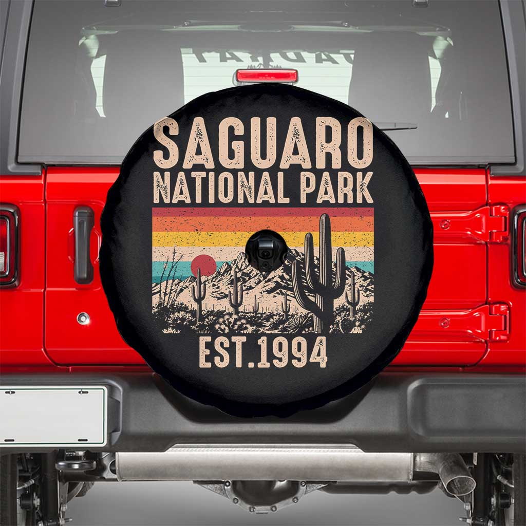 Retro Saguaro National Park Arizona EST 1994 Spare Tire Cover Desert Cactus Sunset Hiking Camping Nature Souvenir TS14 Black Print Your Wear