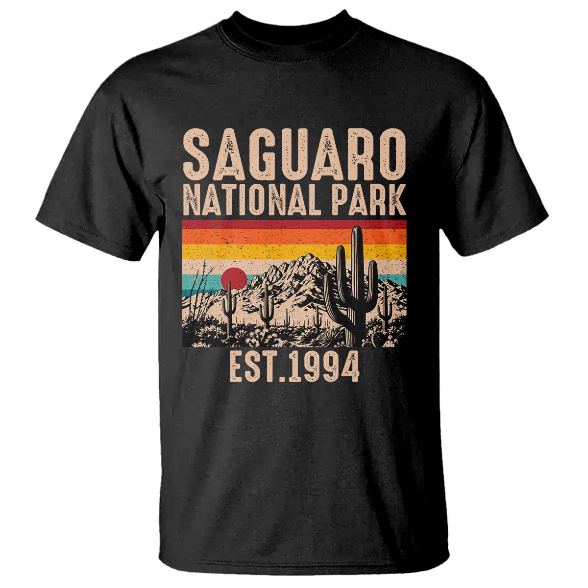 Retro Saguaro National Park Arizona EST 1994 T Shirt Desert Cactus Sunset Hiking Camping Nature Souvenir TS14 Black Print Your Wear