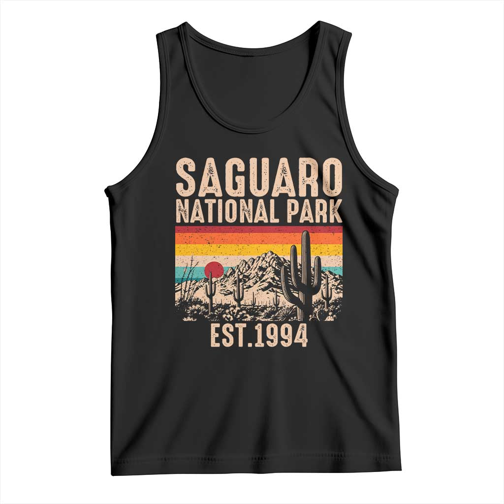Retro Saguaro National Park Arizona EST 1994 Tank Top Desert Cactus Sunset Hiking Camping Nature Souvenir TS14 Black Print Your Wear