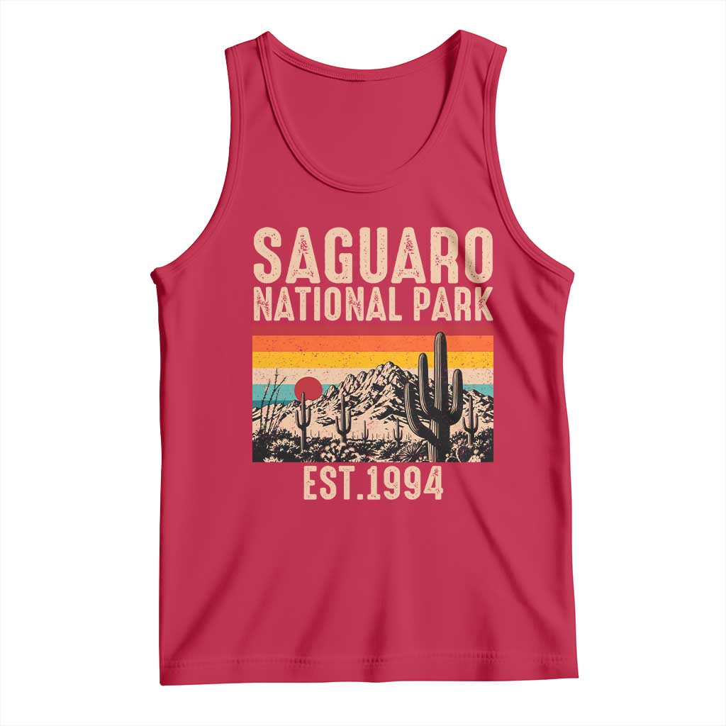 Retro Saguaro National Park Arizona EST 1994 Tank Top Desert Cactus Sunset Hiking Camping Nature Souvenir