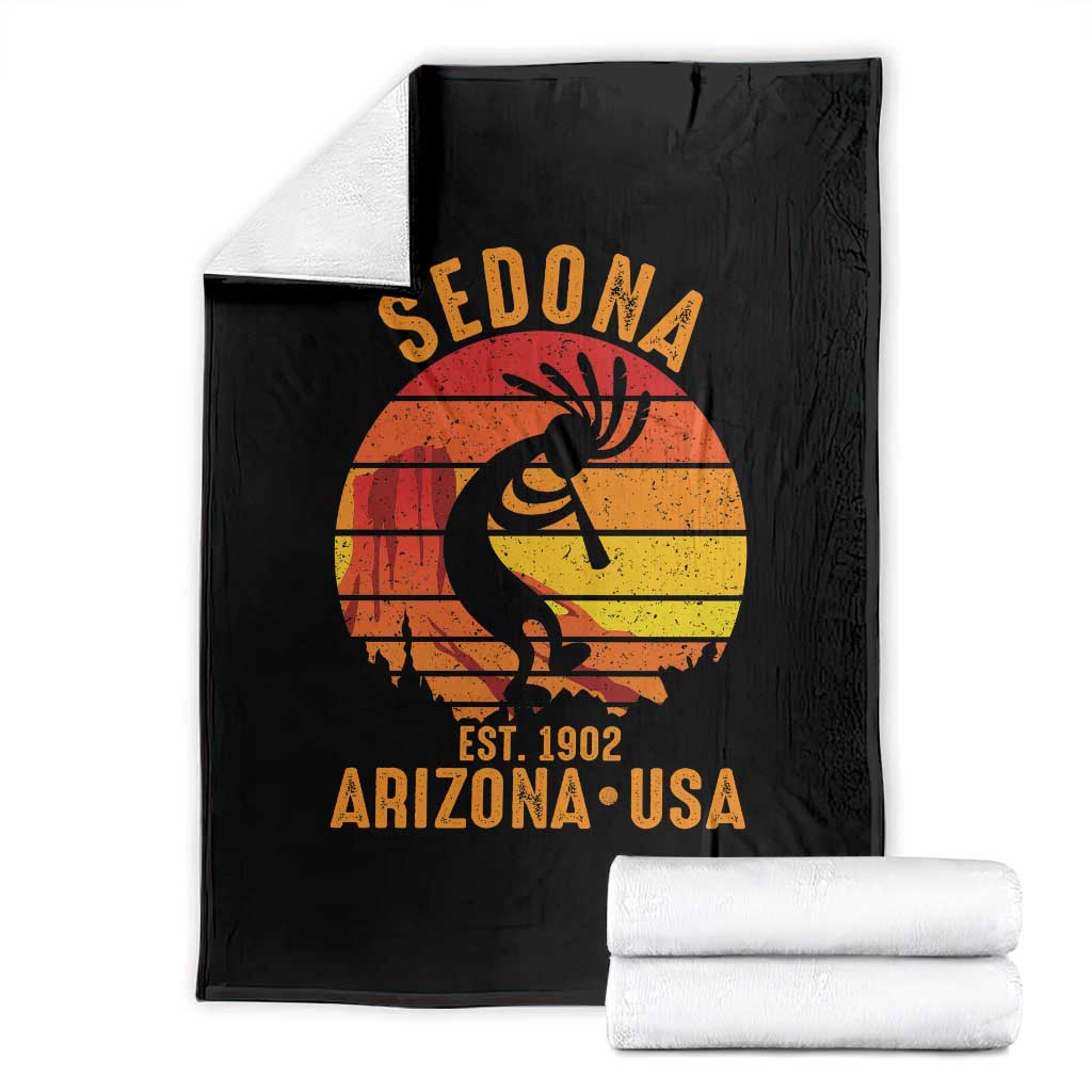Retro Sedona Arizona Dancing Kokopelli Throw Blanket Southwest Native Symbol Desert Heritage Established 1902
