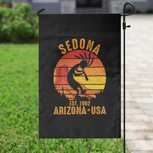 Retro Sedona Arizona Dancing Kokopelli Garden Flag Southwest Native Symbol Desert Heritage Established 1902