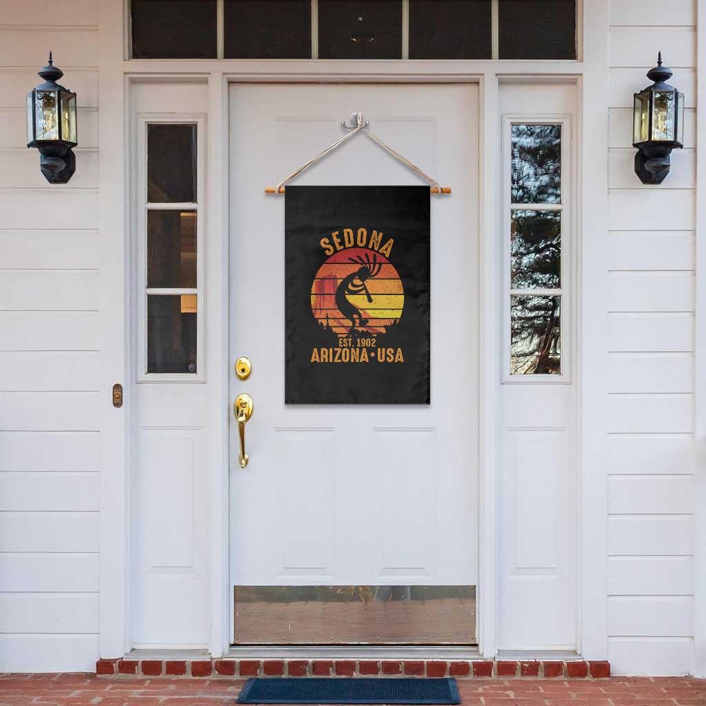 Retro Sedona Arizona Dancing Kokopelli Garden Flag Southwest Native Symbol Desert Heritage Established 1902