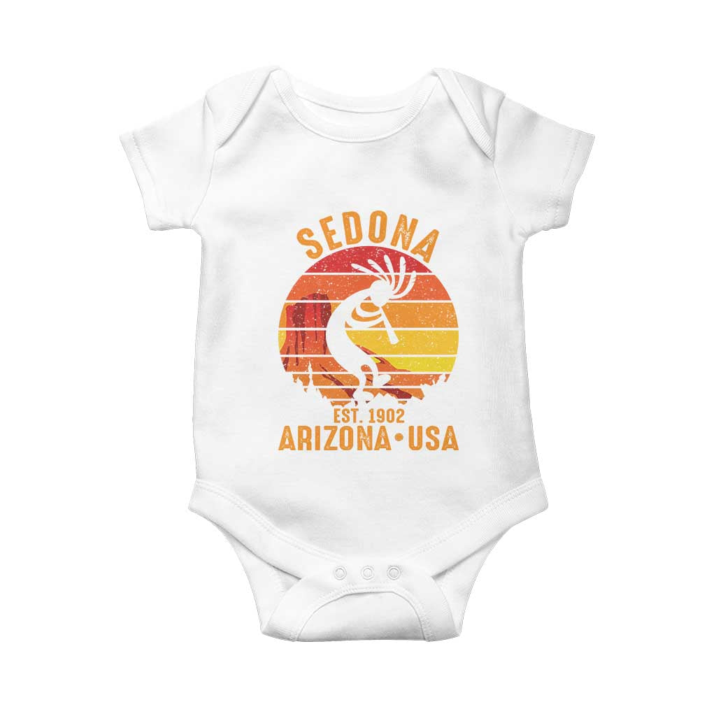 Retro Sedona Arizona Dancing Kokopelli Baby Onesie Southwest Native Symbol Desert Heritage Established 1902