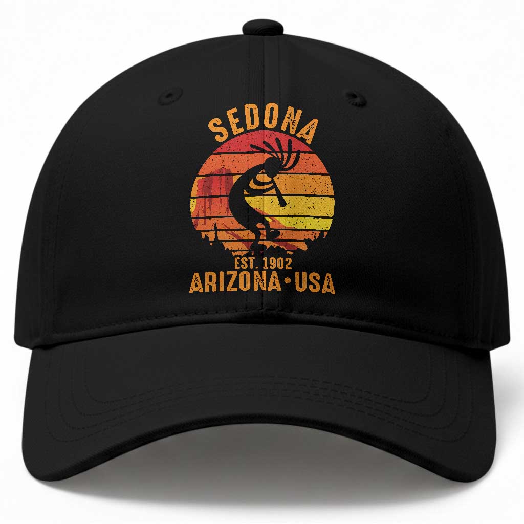 Retro Sedona Arizona Dancing Kokopelli Baseball Cap Southwest Native Symbol Desert Heritage Established 1902 TS14 Print Your Wear