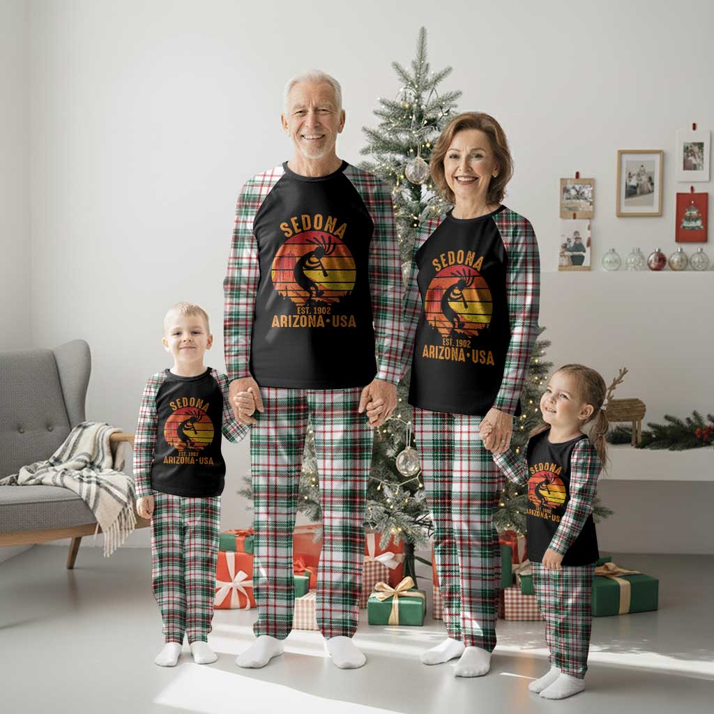 Retro Sedona Arizona Dancing Kokopelli Plaid Pajama Set Southwest Native Symbol Desert Heritage Established 1902