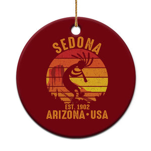 Retro Sedona Arizona Dancing Kokopelli Ceramic Ornament Southwest Native Symbol Desert Heritage Established 1902