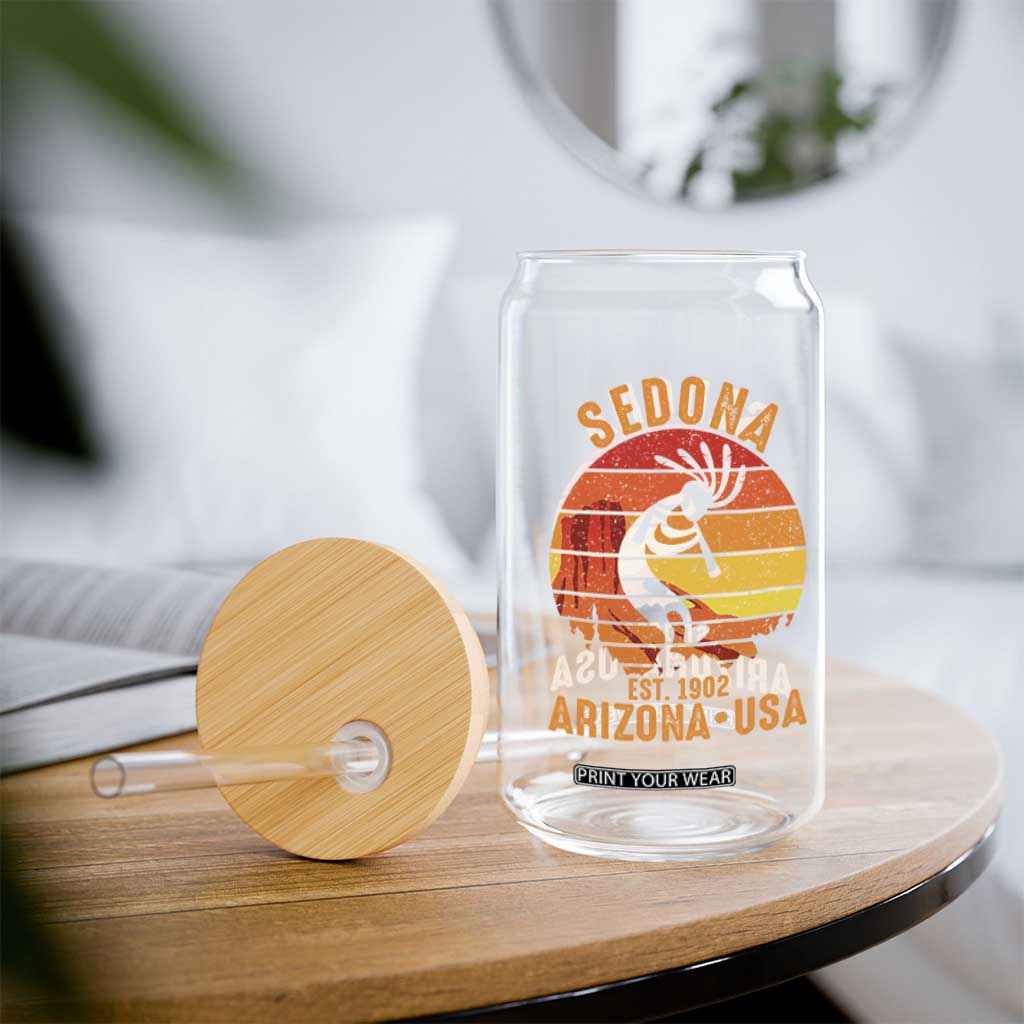 Retro Sedona Arizona Dancing Kokopelli Glass Can Southwest Native Symbol Desert Heritage Established 1902