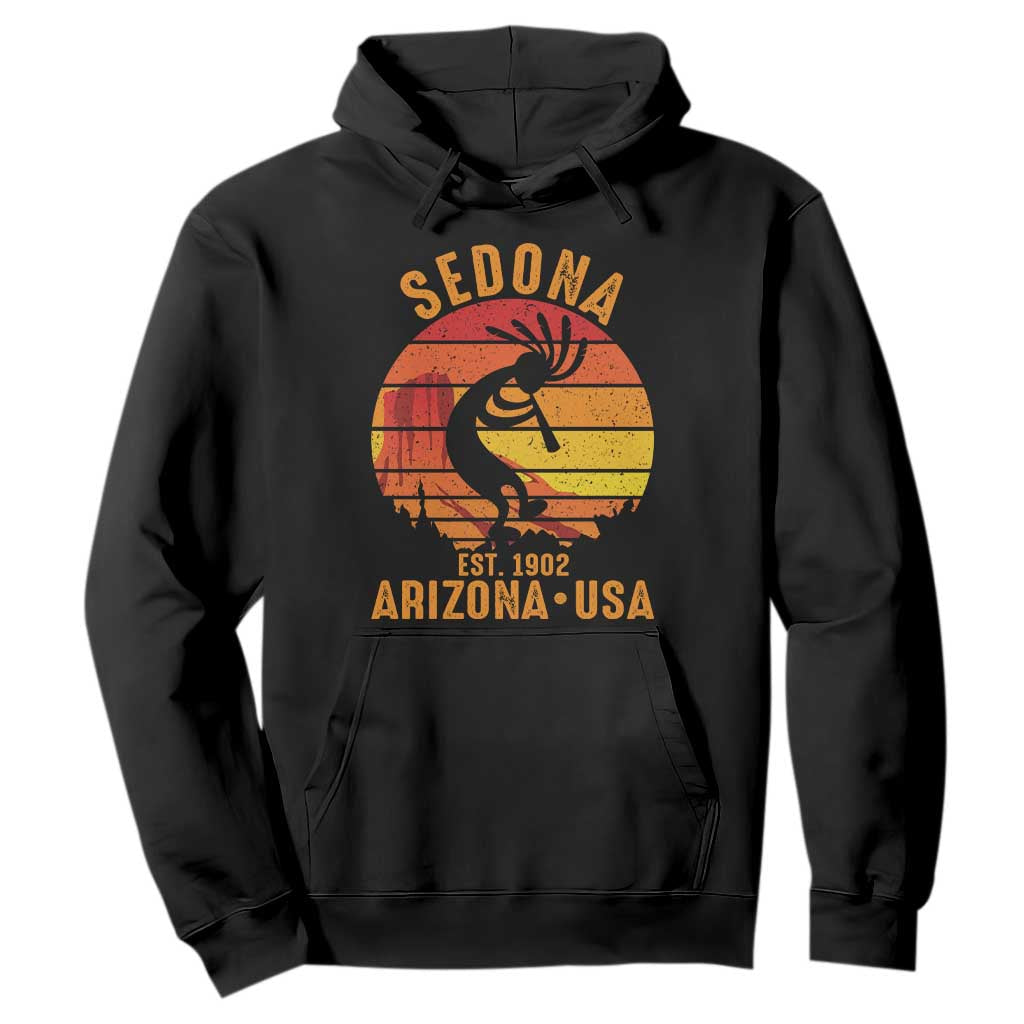 Retro Sedona Arizona Dancing Kokopelli Hoodie Southwest Native Symbol Desert Heritage Established 1902