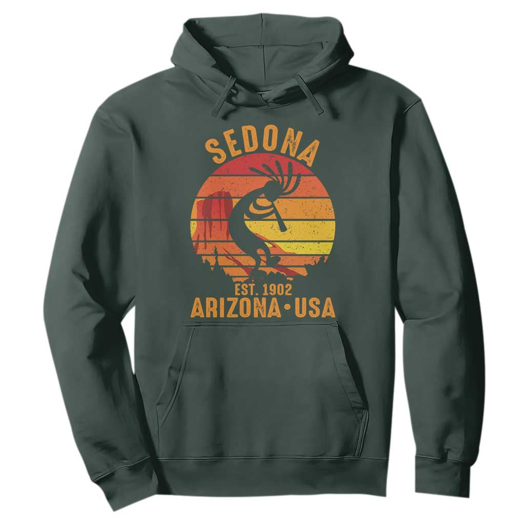 Retro Sedona Arizona Dancing Kokopelli Hoodie Southwest Native Symbol Desert Heritage Established 1902