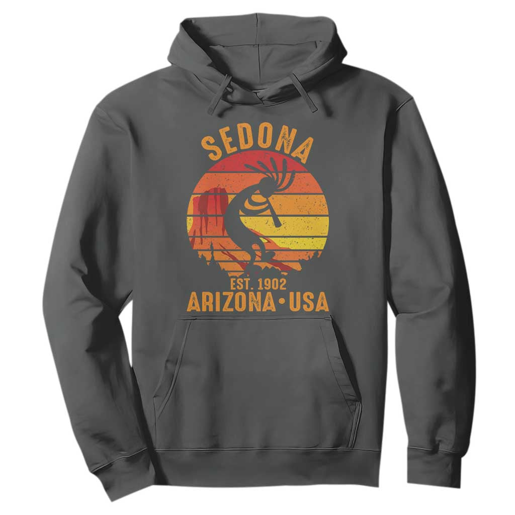 Retro Sedona Arizona Dancing Kokopelli Hoodie Southwest Native Symbol Desert Heritage Established 1902
