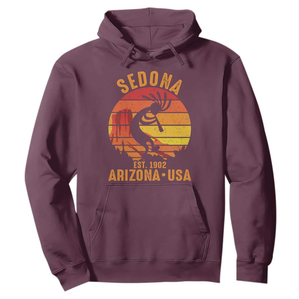 Retro Sedona Arizona Dancing Kokopelli Hoodie Southwest Native Symbol Desert Heritage Established 1902