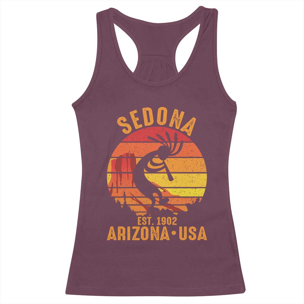 Retro Sedona Arizona Dancing Kokopelli Racerback Tank Top Southwest Native Symbol Desert Heritage Established 1902