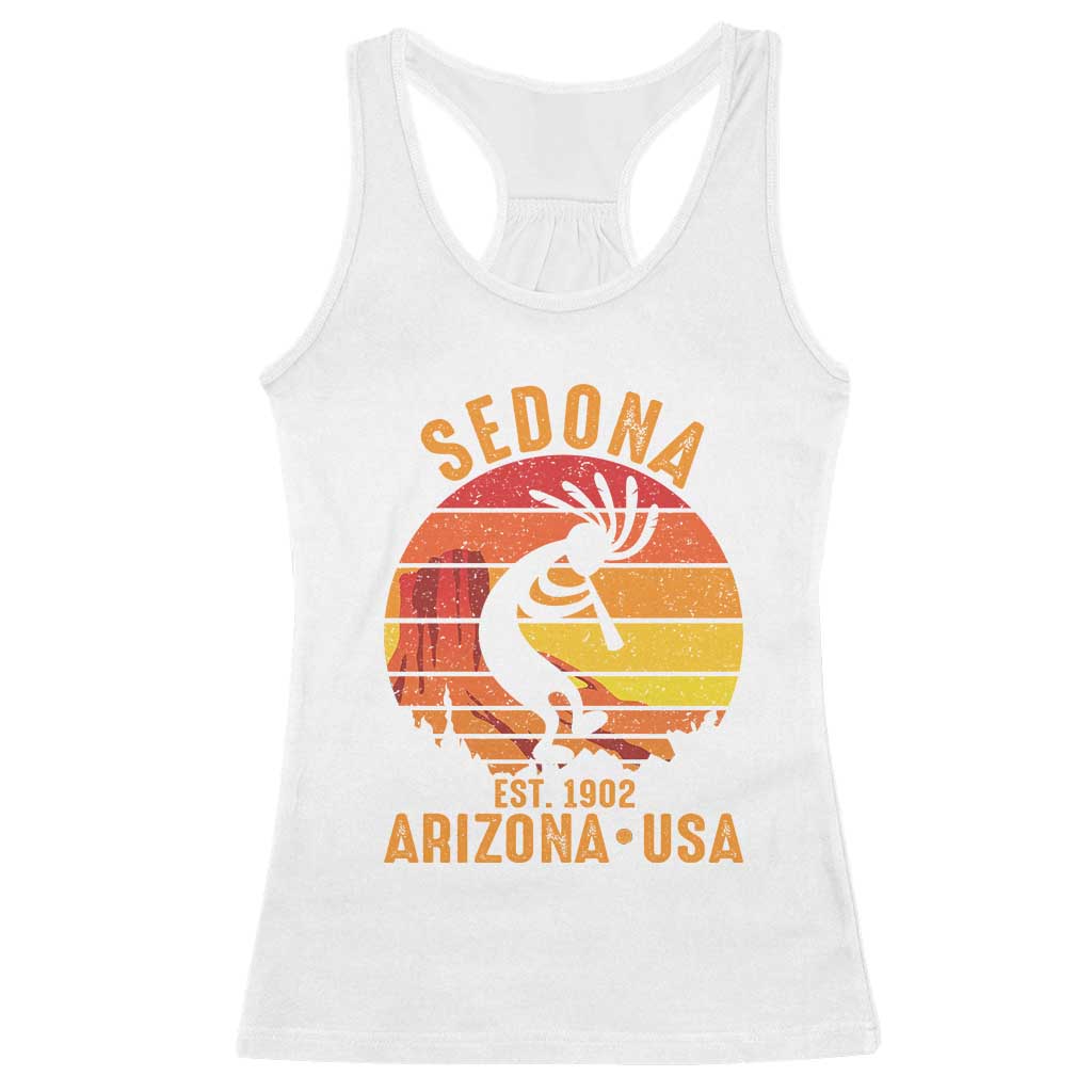 Retro Sedona Arizona Dancing Kokopelli Racerback Tank Top Southwest Native Symbol Desert Heritage Established 1902