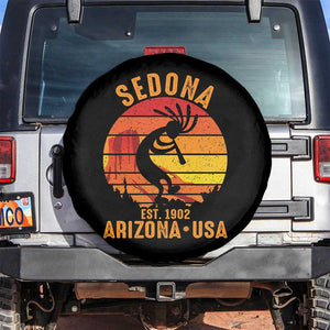 Retro Sedona Arizona Dancing Kokopelli Spare Tire Cover Southwest Native Symbol Desert Heritage Established 1902 TS14 No hole Black Print Your Wear