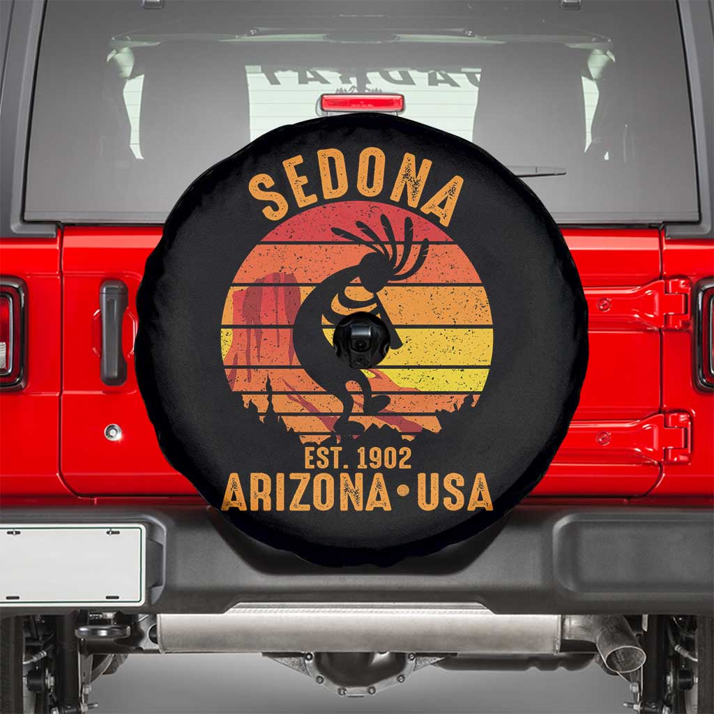 Retro Sedona Arizona Dancing Kokopelli Spare Tire Cover Southwest Native Symbol Desert Heritage Established 1902 TS14 Black Print Your Wear