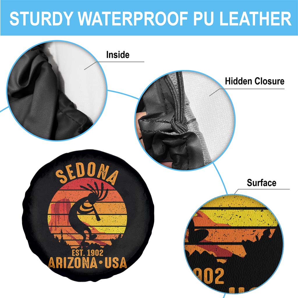 Retro Sedona Arizona Dancing Kokopelli Spare Tire Cover Southwest Native Symbol Desert Heritage Established 1902 TS14 Print Your Wear