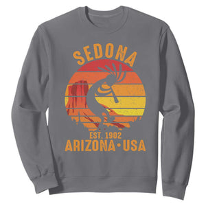 Retro Sedona Arizona Dancing Kokopelli Sweatshirt Southwest Native Symbol Desert Heritage Established 1902