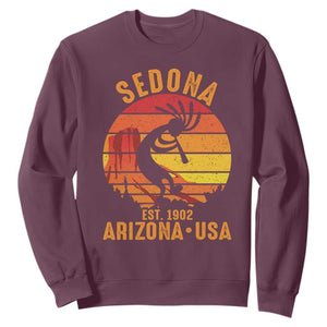 Retro Sedona Arizona Dancing Kokopelli Sweatshirt Southwest Native Symbol Desert Heritage Established 1902