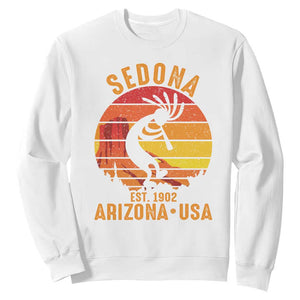 Retro Sedona Arizona Dancing Kokopelli Sweatshirt Southwest Native Symbol Desert Heritage Established 1902