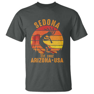 Retro Sedona Arizona Dancing Kokopelli T Shirt Southwest Native Symbol Desert Heritage Established 1902