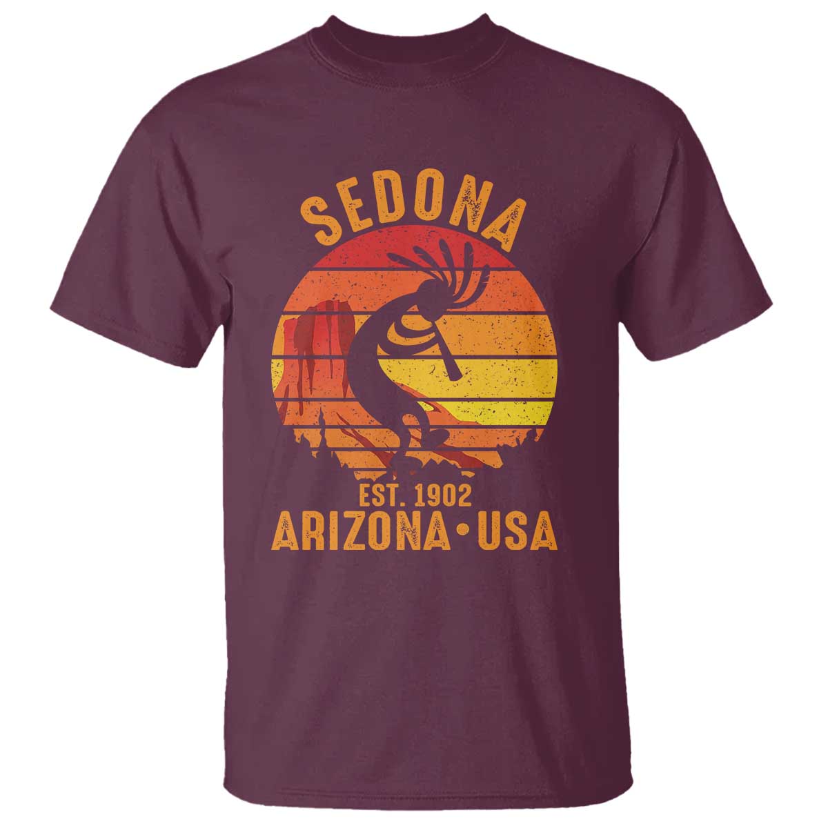 Retro Sedona Arizona Dancing Kokopelli T Shirt Southwest Native Symbol Desert Heritage Established 1902