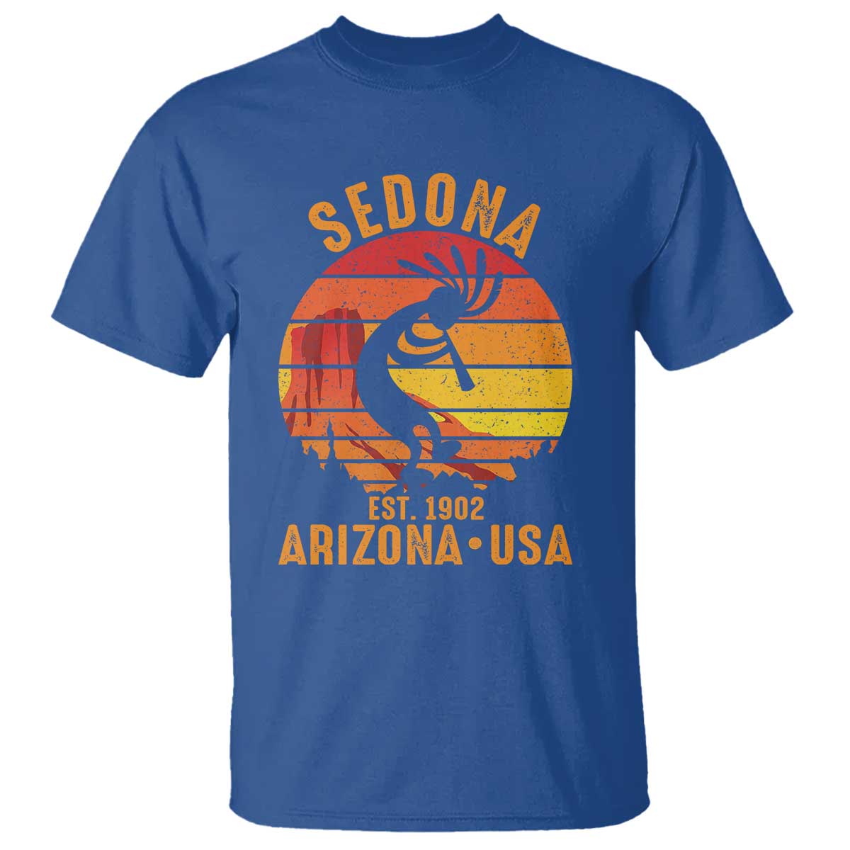 Retro Sedona Arizona Dancing Kokopelli T Shirt Southwest Native Symbol Desert Heritage Established 1902