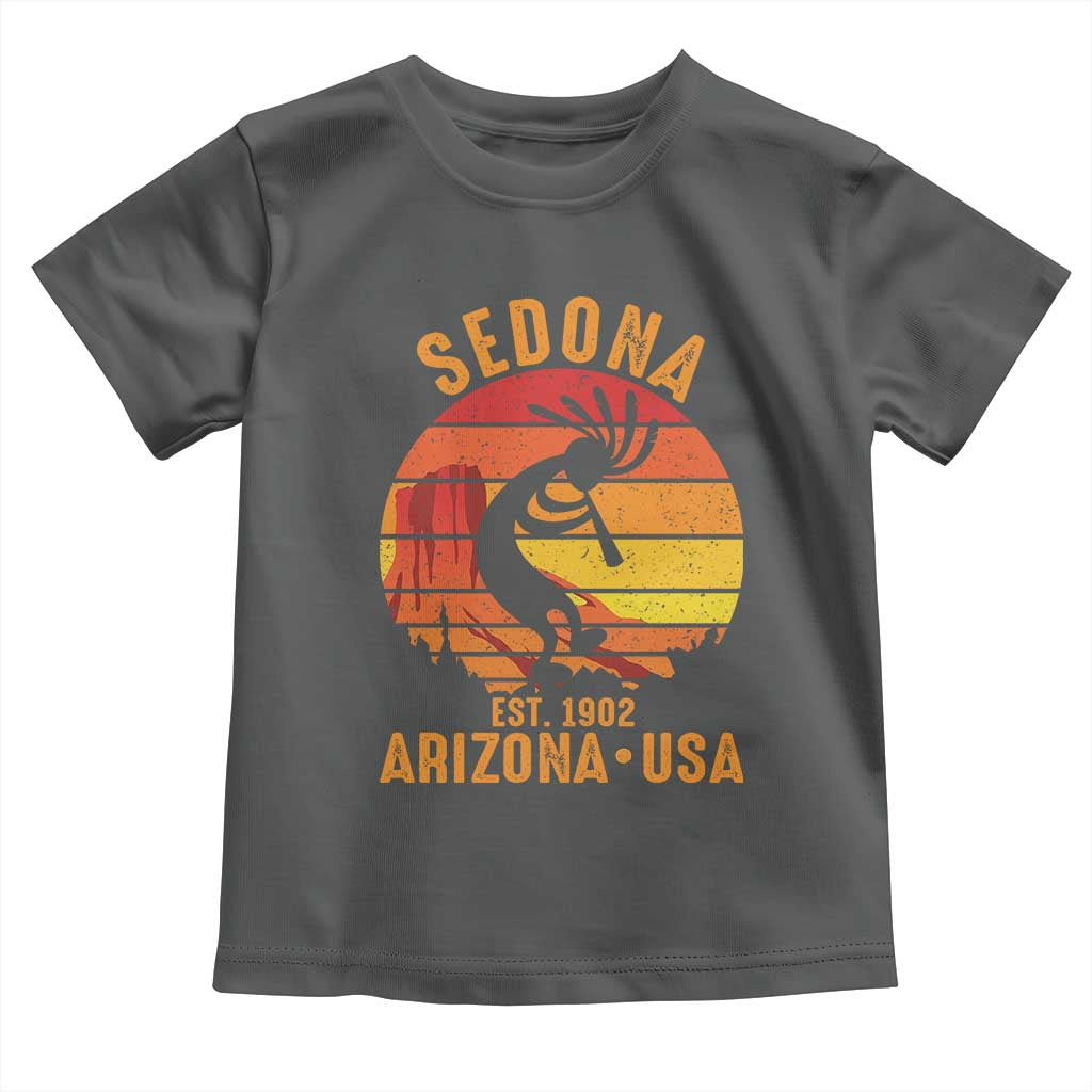 Retro Sedona Arizona Dancing Kokopelli Toddler T Shirt Southwest Native Symbol Desert Heritage Established 1902