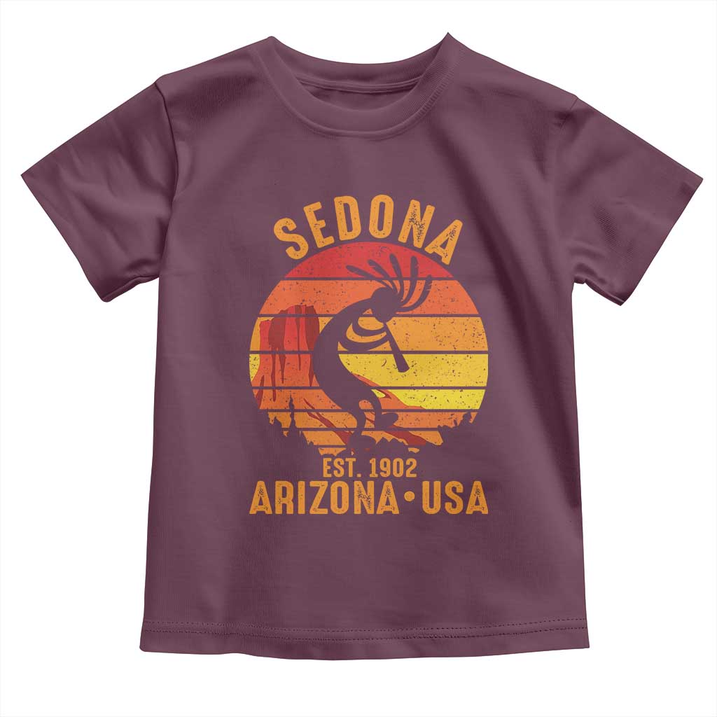 Retro Sedona Arizona Dancing Kokopelli Toddler T Shirt Southwest Native Symbol Desert Heritage Established 1902