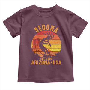 Retro Sedona Arizona Dancing Kokopelli Toddler T Shirt Southwest Native Symbol Desert Heritage Established 1902