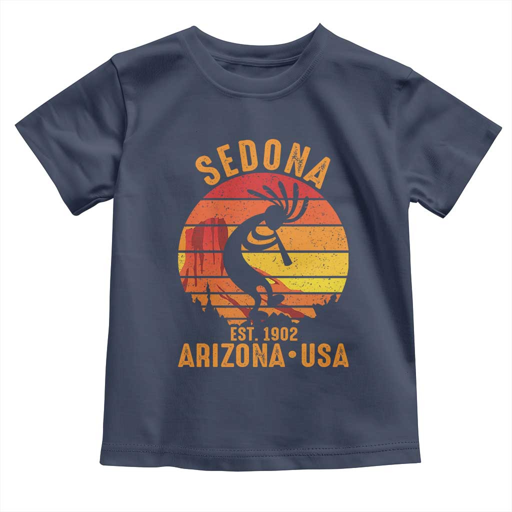 Retro Sedona Arizona Dancing Kokopelli Toddler T Shirt Southwest Native Symbol Desert Heritage Established 1902