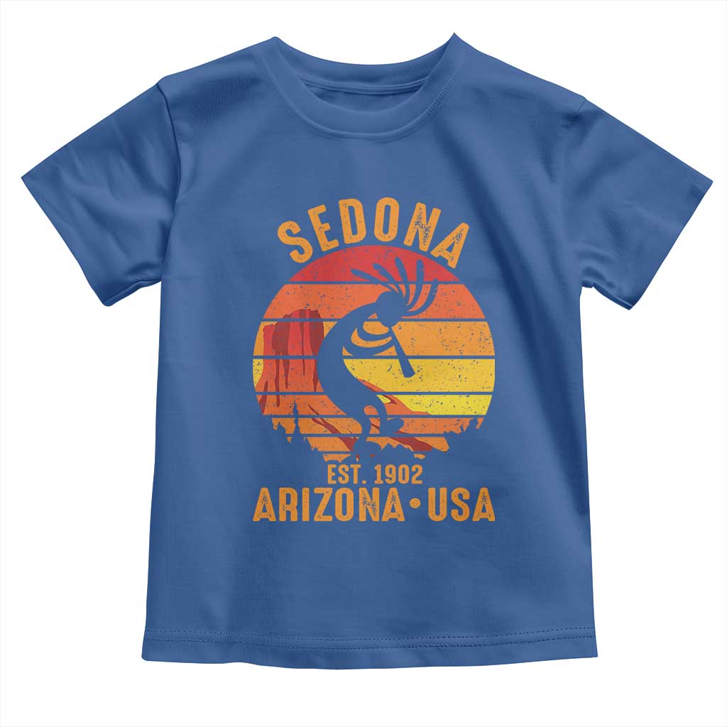 Retro Sedona Arizona Dancing Kokopelli Toddler T Shirt Southwest Native Symbol Desert Heritage Established 1902