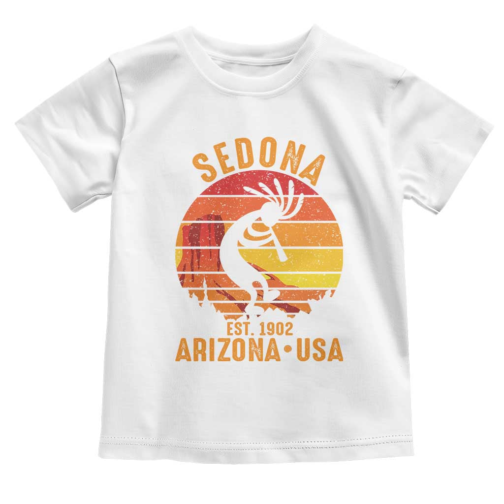 Retro Sedona Arizona Dancing Kokopelli Toddler T Shirt Southwest Native Symbol Desert Heritage Established 1902