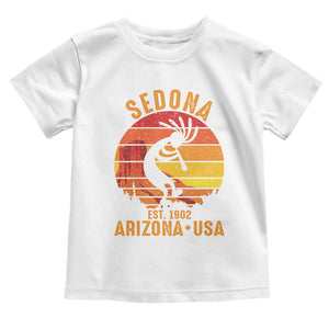 Retro Sedona Arizona Dancing Kokopelli Toddler T Shirt Southwest Native Symbol Desert Heritage Established 1902