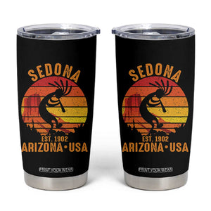 Retro Sedona Arizona Dancing Kokopelli Tumbler Cup Southwest Native Symbol Desert Heritage Established 1902