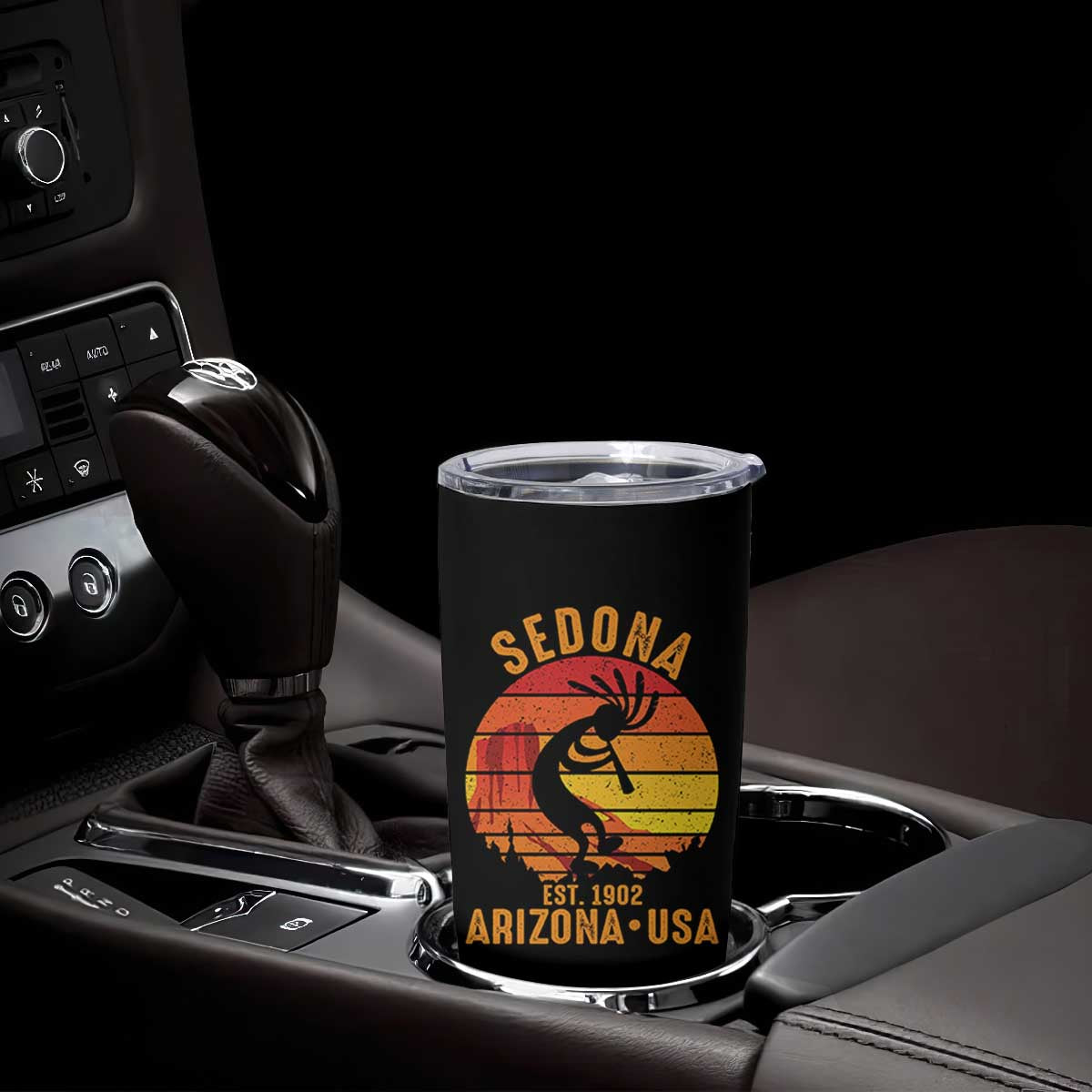 Retro Sedona Arizona Dancing Kokopelli Tumbler Cup Southwest Native Symbol Desert Heritage Established 1902