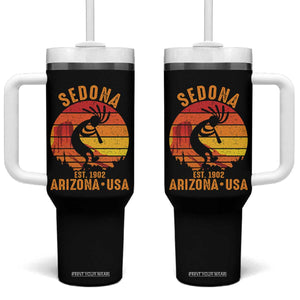 Retro Sedona Arizona Dancing Kokopelli Tumbler With Handle Southwest Native Symbol Desert Heritage Established 1902