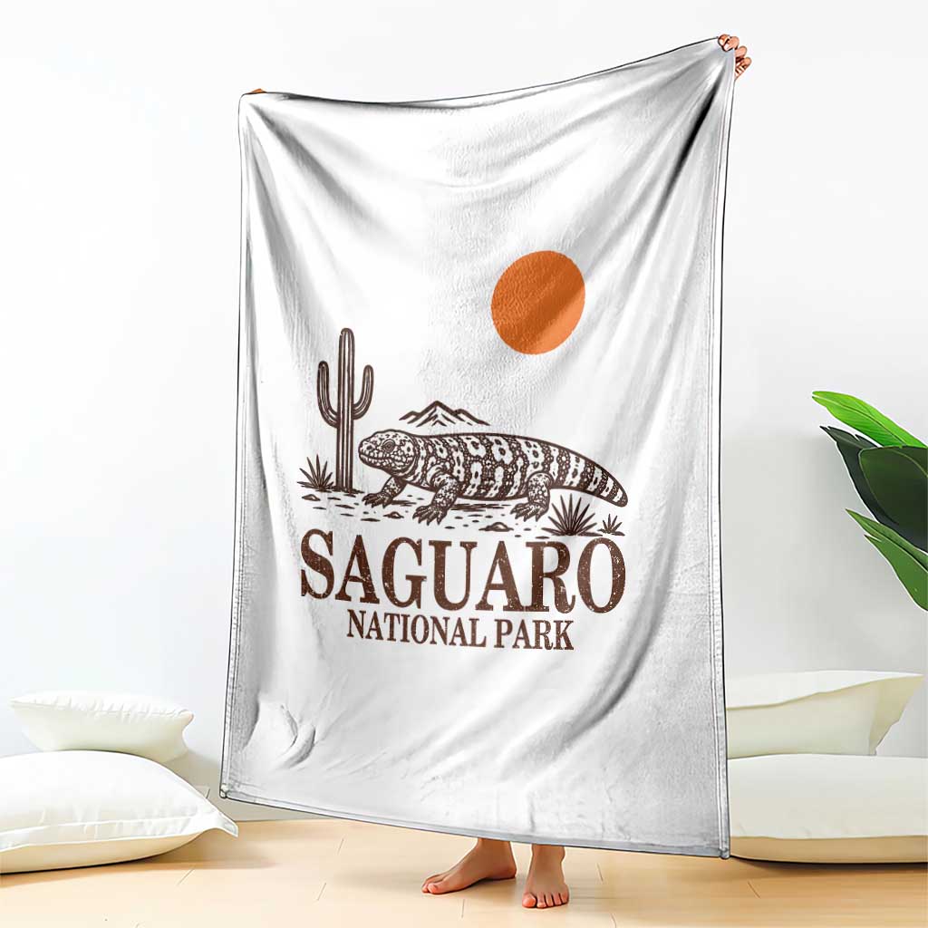 Saguaro National Park Gila Monster Hiking Arizona Throw Blanket Desert Cactus Sunset Southwest Nature Tucson Souvenir Gift